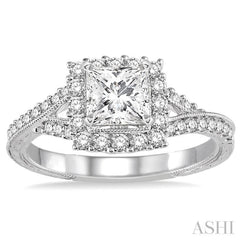 1/2 Ctw Round Diamond Semi-Mount Engagement Ring in 14K White Gold 1/2 Ctw Round Diamond Semi-Mount Engagement Ring in 14K White Gold