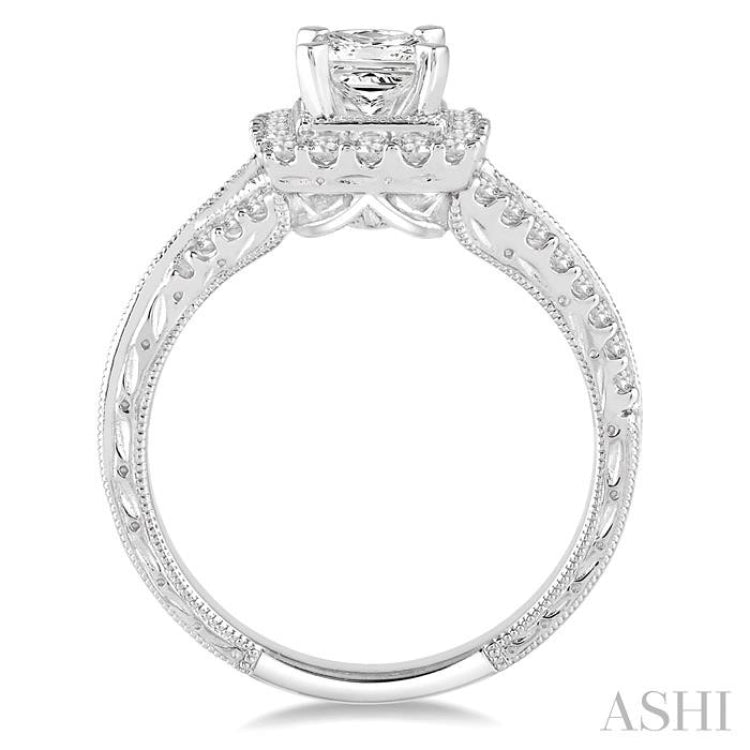 1/2 Ctw Round Diamond Semi-Mount Engagement Ring in 14K White Gold 1/2 Ctw Round Diamond Semi-Mount Engagement Ring in 14K White Gold