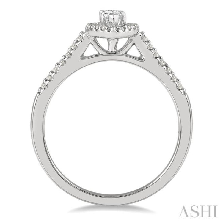 1/2 Ctw Round Cut Diamond Engagement Ring With 1/4 Ct Marquise Cut Center Stone in 14K White Gold 1/2 Ctw Round Cut Diamond Engagement Ring With 1/4 Ct Marquise Cut Center Stone in 14K White Gold