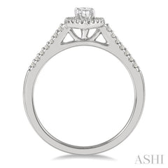1/2 Ctw Round Cut Diamond Engagement Ring With 1/4 Ct Marquise Cut Center Stone in 14K White Gold 1/2 Ctw Round Cut Diamond Engagement Ring With 1/4 Ct Marquise Cut Center Stone in 14K White Gold