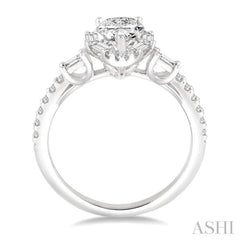 1 Ctw Diamond Engagement Ring with 1/2 Ct Pear cut Center Stone in 14K White Gold 1 Ctw Diamond Engagement Ring with 1/2 Ct Pear cut Center Stone in 14K White Gold