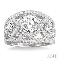 1 1/2 Ctw Round Cut Diamond Semi-Mount Engagement Ring in 14K White Gold 1 1/2 Ctw Round Cut Diamond Semi-Mount Engagement Ring in 14K White Gold
