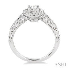 5/8 ctw Diamond Engagement Ring with 3/8 ct Round Cut Center Stone in 14K White Gold 5/8 ctw Diamond Engagement Ring with 3/8 ct Round Cut Center Stone in 14K White Gold