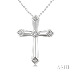 1/20 Ctw Single Cut Diamond Fashion Cross Pendant With Chain in Sterling Silver 1/20 Ctw Single Cut Diamond Fashion Cross Pendant With Chain in Sterling Silver