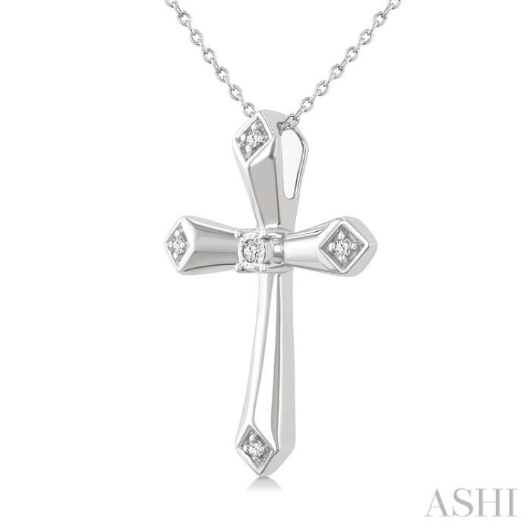 1/20 Ctw Single Cut Diamond Fashion Cross Pendant With Chain in Sterling Silver 1/20 Ctw Single Cut Diamond Fashion Cross Pendant With Chain in Sterling Silver