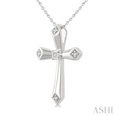 1/20 Ctw Single Cut Diamond Fashion Cross Pendant With Chain in Sterling Silver 1/20 Ctw Single Cut Diamond Fashion Cross Pendant With Chain in Sterling Silver