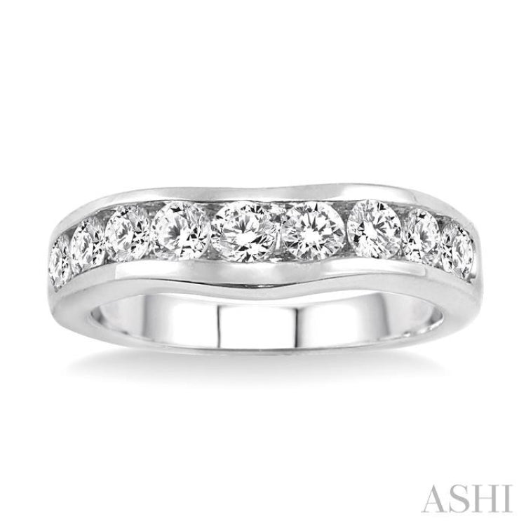 1 Ctw Round Diamond Matching Wedding Band in 14K White Gold 1 Ctw Round Diamond Matching Wedding Band in 14K White Gold