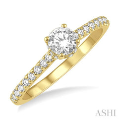 1/5 Ctw Round Cut Diamond Semi-Mount Engagement Ring in 14K Yellow Gold 1/5 Ctw Round Cut Diamond Semi-Mount Engagement Ring in 14K Yellow Gold