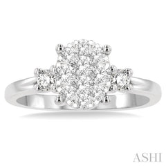 5/8 Ctw Oval Shape Lovebright Round Cut Diamond Engagement Ring in 14K White Gold 5/8 Ctw Oval Shape Lovebright Round Cut Diamond Engagement Ring in 14K White Gold
