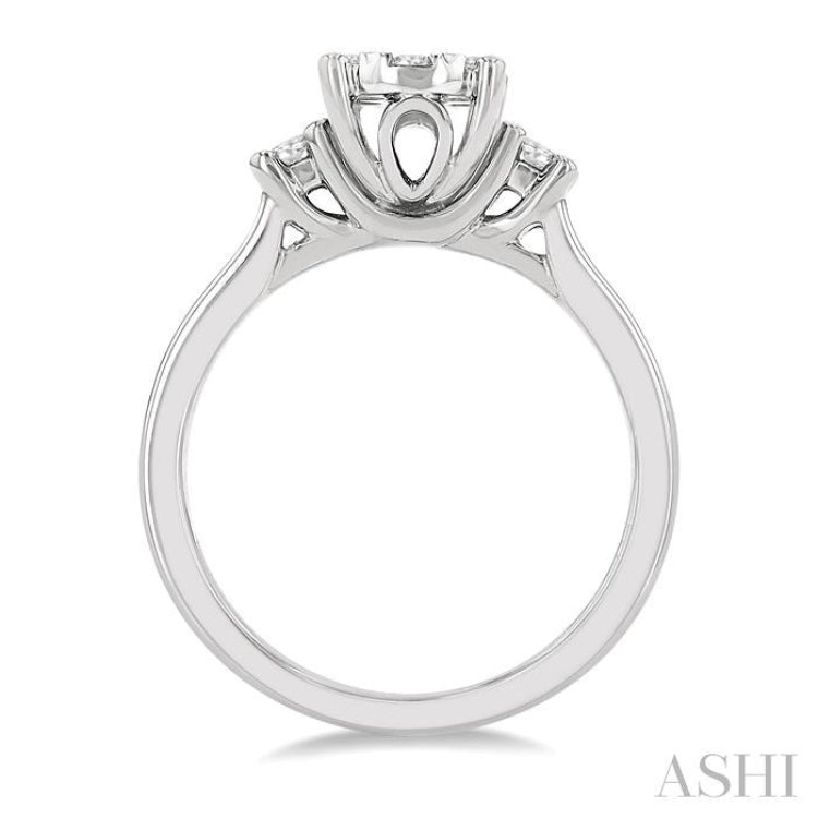 5/8 Ctw Oval Shape Lovebright Round Cut Diamond Engagement Ring in 14K White Gold 5/8 Ctw Oval Shape Lovebright Round Cut Diamond Engagement Ring in 14K White Gold
