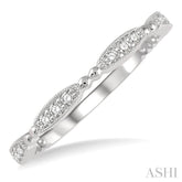1/6 Ctw Marquise Mount Round Cut Diamond Stackable Band in 14K White Gold
