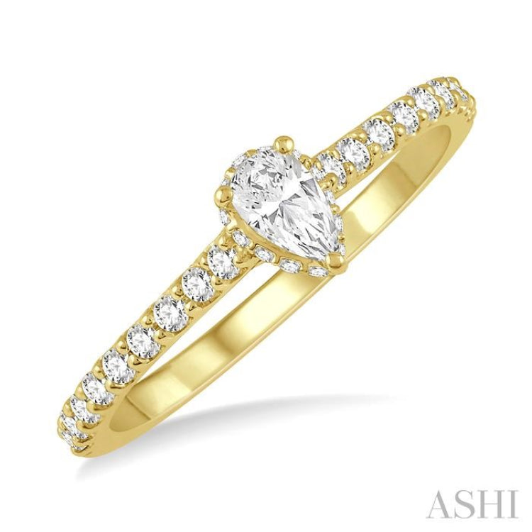 1/5 Ctw Pear Shape Round Cut Diamond Semi-Mount Engagement Ring in 14K Yellow Gold 1/5 Ctw Pear Shape Round Cut Diamond Semi-Mount Engagement Ring in 14K Yellow Gold