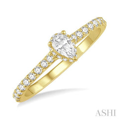 1/5 Ctw Pear Shape Round Cut Diamond Semi-Mount Engagement Ring in 14K Yellow Gold 1/5 Ctw Pear Shape Round Cut Diamond Semi-Mount Engagement Ring in 14K Yellow Gold