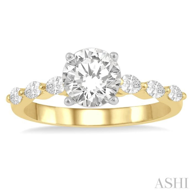 3/8 Ctw Round Shape Marquise Cut Semi-Mount Engagement Ring in 14K Yellow and White Gold 3/8 Ctw Round Shape Marquise Cut Semi-Mount Engagement Ring in 14K Yellow and White Gold