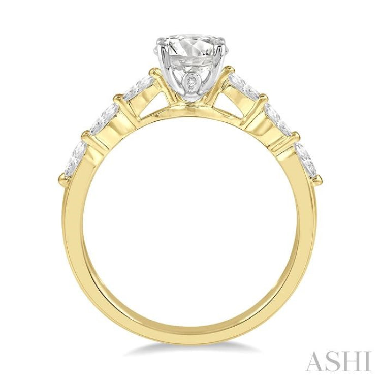 3/8 Ctw Round Shape Marquise Cut Semi-Mount Engagement Ring in 14K Yellow and White Gold 3/8 Ctw Round Shape Marquise Cut Semi-Mount Engagement Ring in 14K Yellow and White Gold