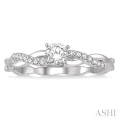 1/3 Ctw Round Center Diamond Twisted Ladies Engagement Ring with 1/4 Ct Round Cut Center Stone in 14K White Gold 1/3 Ctw Round Center Diamond Twisted Ladies Engagement Ring with 1/4 Ct Round Cut Center Stone in 14K White Gold