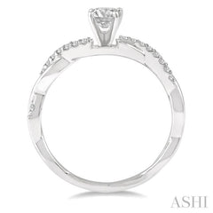 1/3 Ctw Round Center Diamond Twisted Ladies Engagement Ring with 1/4 Ct Round Cut Center Stone in 14K White Gold 1/3 Ctw Round Center Diamond Twisted Ladies Engagement Ring with 1/4 Ct Round Cut Center Stone in 14K White Gold