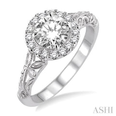 5/8 ctw Diamond Engagement Ring with 3/8 ct Round Cut Center Stone in 14K White Gold 5/8 ctw Diamond Engagement Ring with 3/8 ct Round Cut Center Stone in 14K White Gold