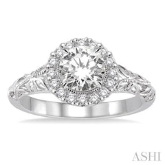 5/8 ctw Diamond Engagement Ring with 3/8 ct Round Cut Center Stone in 14K White Gold 5/8 ctw Diamond Engagement Ring with 3/8 ct Round Cut Center Stone in 14K White Gold