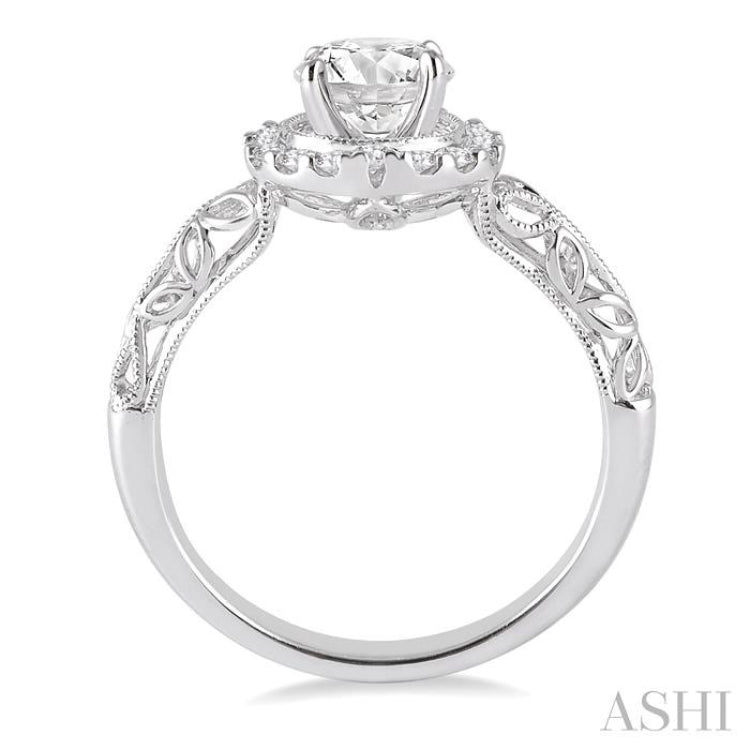 5/8 ctw Diamond Engagement Ring with 3/8 ct Round Cut Center Stone in 14K White Gold 5/8 ctw Diamond Engagement Ring with 3/8 ct Round Cut Center Stone in 14K White Gold