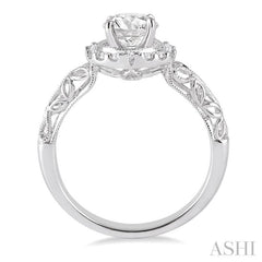 5/8 ctw Diamond Engagement Ring with 3/8 ct Round Cut Center Stone in 14K White Gold 5/8 ctw Diamond Engagement Ring with 3/8 ct Round Cut Center Stone in 14K White Gold