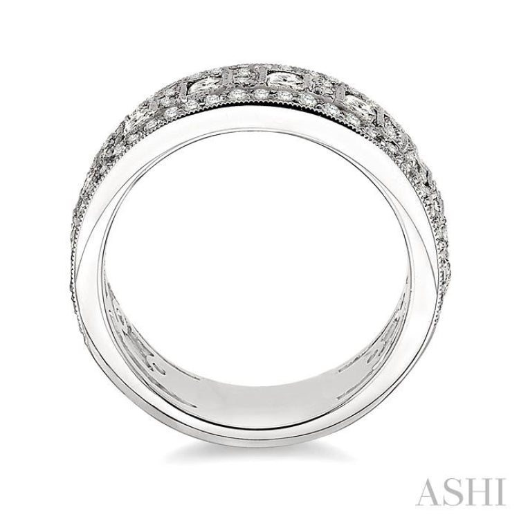 1 1/10 Ctw Channel Round Cut Diamond Wedding Band in 14K White Gold 1 1/10 Ctw Channel Round Cut Diamond Wedding Band in 14K White Gold