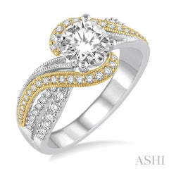 1/2 Ctw Embraced Two Tone Semi-Mount Round Cut Diamond Engagement Ring in 14K White and Yellow Gold 1/2 Ctw Embraced Two Tone Semi-Mount Round Cut Diamond Engagement Ring in 14K White and Yellow Gold