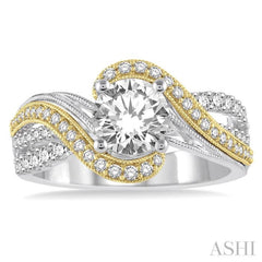 1/2 Ctw Embraced Two Tone Semi-Mount Round Cut Diamond Engagement Ring in 14K White and Yellow Gold 1/2 Ctw Embraced Two Tone Semi-Mount Round Cut Diamond Engagement Ring in 14K White and Yellow Gold