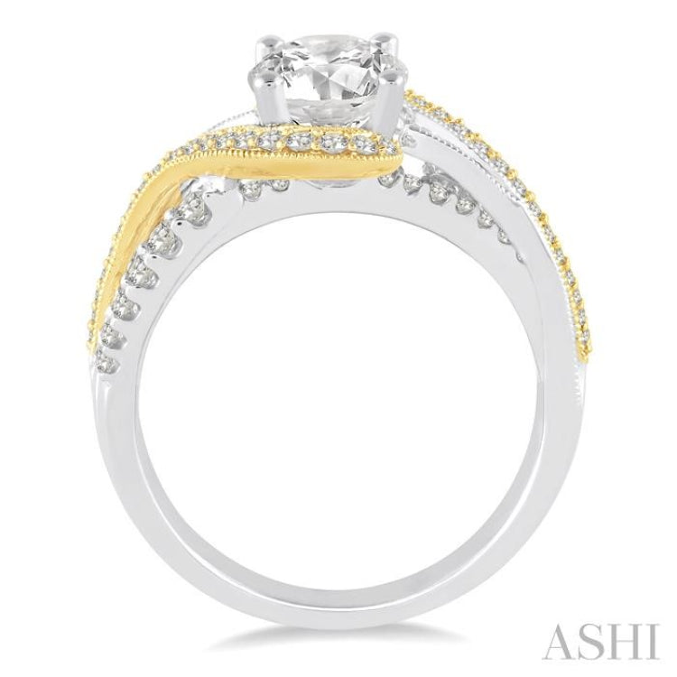 1/2 Ctw Embraced Two Tone Semi-Mount Round Cut Diamond Engagement Ring in 14K White and Yellow Gold 1/2 Ctw Embraced Two Tone Semi-Mount Round Cut Diamond Engagement Ring in 14K White and Yellow Gold