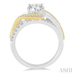 1/2 Ctw Embraced Two Tone Semi-Mount Round Cut Diamond Engagement Ring in 14K White and Yellow Gold 1/2 Ctw Embraced Two Tone Semi-Mount Round Cut Diamond Engagement Ring in 14K White and Yellow Gold