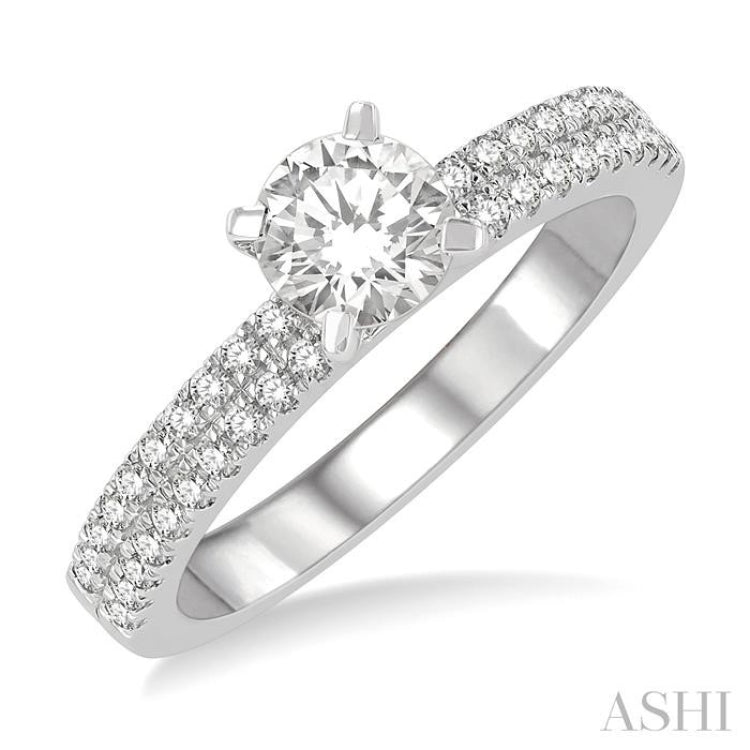 1/3 Ctw Round Cut Diamond Semi-Mount Engagement Ring in 14K White Gold 1/3 Ctw Round Cut Diamond Semi-Mount Engagement Ring in 14K White Gold