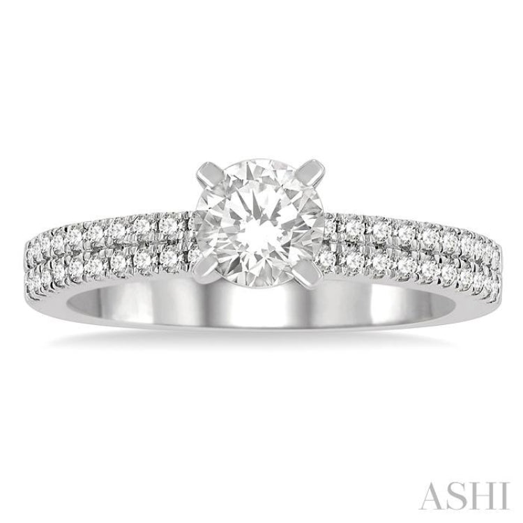 1/3 Ctw Round Cut Diamond Semi-Mount Engagement Ring in 14K White Gold 1/3 Ctw Round Cut Diamond Semi-Mount Engagement Ring in 14K White Gold