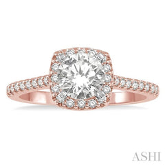 3/4 ctw Diamond Ladies Engagement Ring with 1/2 Ct Round Cut Center Stone in 14K Rose and White Gold 3/4 ctw Diamond Ladies Engagement Ring with 1/2 Ct Round Cut Center Stone in 14K Rose and White Gold