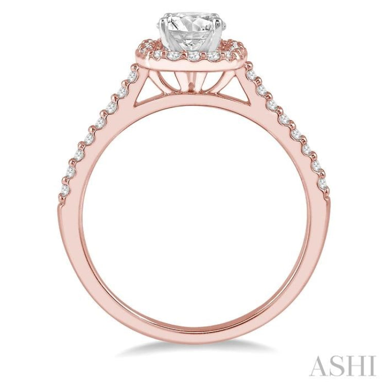 3/4 ctw Diamond Ladies Engagement Ring with 1/2 Ct Round Cut Center Stone in 14K Rose and White Gold 3/4 ctw Diamond Ladies Engagement Ring with 1/2 Ct Round Cut Center Stone in 14K Rose and White Gold