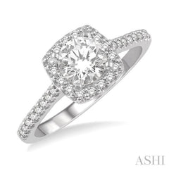 3/8 Ctw Diamond Ladies Engagement Ring with 1/4 Ct Round Cut Center Stone in 14K White Gold 3/8 Ctw Diamond Ladies Engagement Ring with 1/4 Ct Round Cut Center Stone in 14K White Gold