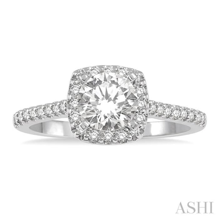 3/8 Ctw Diamond Ladies Engagement Ring with 1/4 Ct Round Cut Center Stone in 14K White Gold 3/8 Ctw Diamond Ladies Engagement Ring with 1/4 Ct Round Cut Center Stone in 14K White Gold