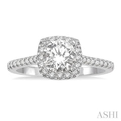 3/8 Ctw Diamond Ladies Engagement Ring with 1/4 Ct Round Cut Center Stone in 14K White Gold 3/8 Ctw Diamond Ladies Engagement Ring with 1/4 Ct Round Cut Center Stone in 14K White Gold