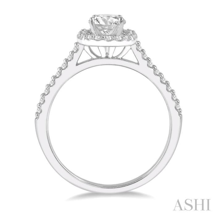 3/8 Ctw Diamond Ladies Engagement Ring with 1/4 Ct Round Cut Center Stone in 14K White Gold 3/8 Ctw Diamond Ladies Engagement Ring with 1/4 Ct Round Cut Center Stone in 14K White Gold