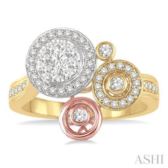 5/8 ctw Round Cut Diamond Lovebright Fashion Ring in 14K Tri Color Gold 5/8 ctw Round Cut Diamond Lovebright Fashion Ring in 14K Tri Color Gold