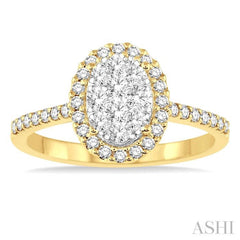3/4 ctw Oval Shape Diamond Lovebright Ring in 14K Yellow and White Gold 3/4 ctw Oval Shape Diamond Lovebright Ring in 14K Yellow and White Gold