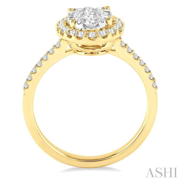 3/4 ctw Oval Shape Diamond Lovebright Ring in 14K Yellow and White Gold 3/4 ctw Oval Shape Diamond Lovebright Ring in 14K Yellow and White Gold