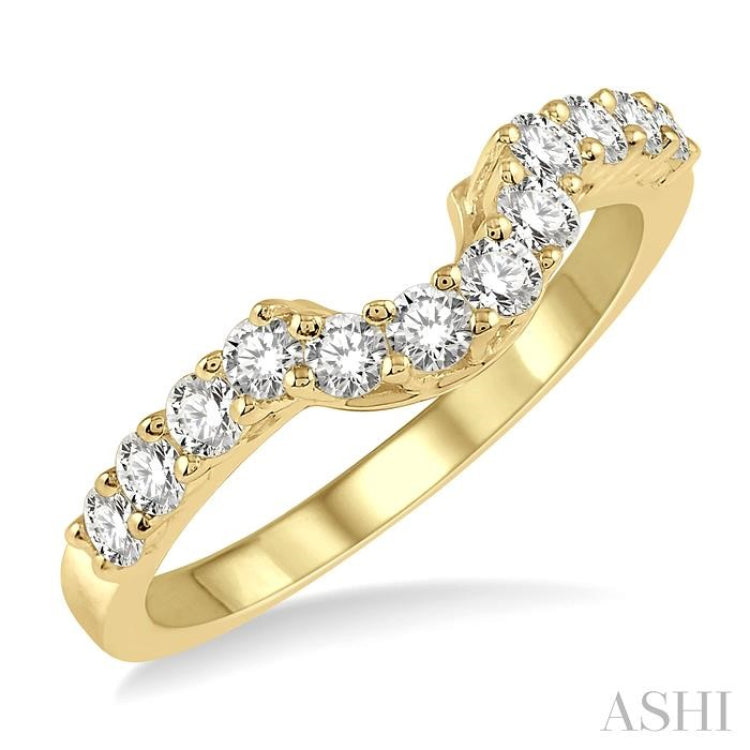 1/2 Ctw U-Drop Round Cut Diamond Wedding Band in 14K Yellow Gold 1/2 Ctw U-Drop Round Cut Diamond Wedding Band in 14K Yellow Gold