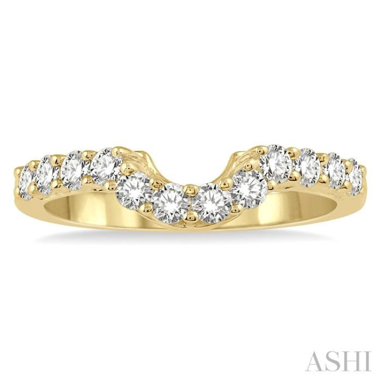 1/2 Ctw U-Drop Round Cut Diamond Wedding Band in 14K Yellow Gold 1/2 Ctw U-Drop Round Cut Diamond Wedding Band in 14K Yellow Gold