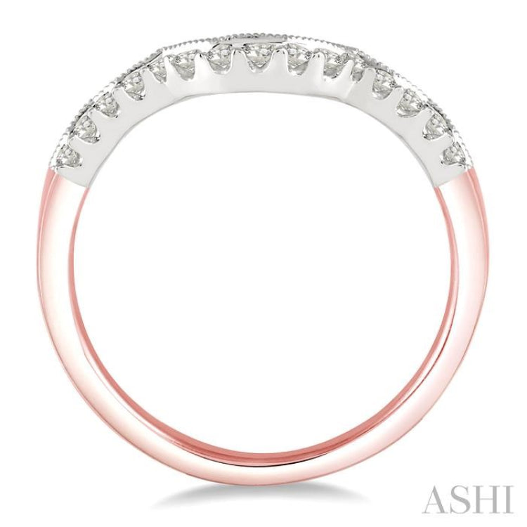 1/5 ctw Round Diamond Wedding Band in 14K Rose and White Gold 1/5 ctw Round Diamond Wedding Band in 14K Rose and White Gold