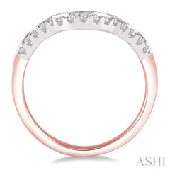 1/5 ctw Round Diamond Wedding Band in 14K Rose and White Gold 1/5 ctw Round Diamond Wedding Band in 14K Rose and White Gold