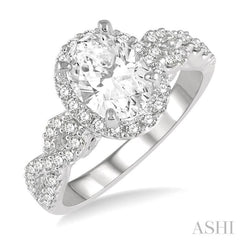 1/2 Ctw Twisted Shank Oval Shape Semi-Mount Round Cut Diamond Engagement Ring in 14K White Gold 1/2 Ctw Twisted Shank Oval Shape Semi-Mount Round Cut Diamond Engagement Ring in 14K White Gold