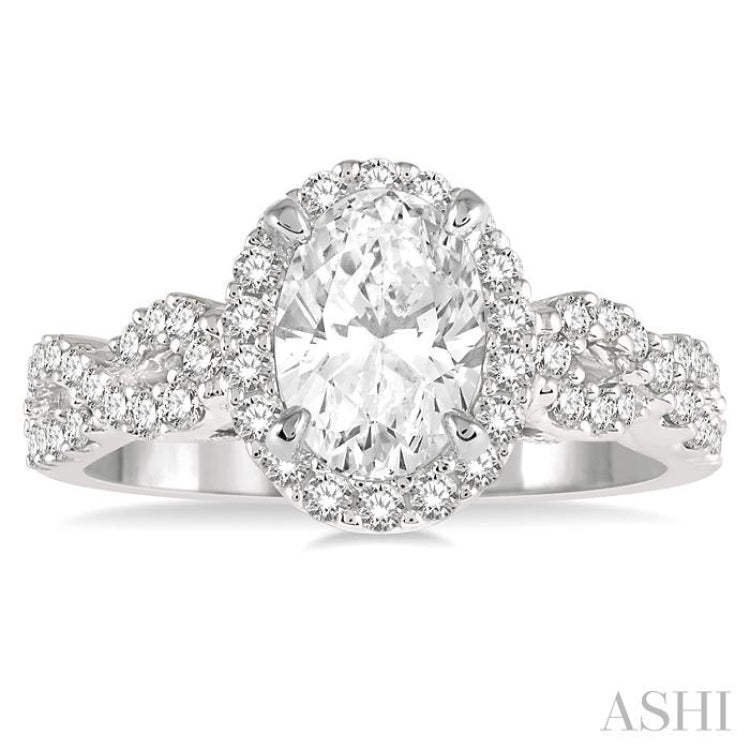 1/2 Ctw Twisted Shank Oval Shape Semi-Mount Round Cut Diamond Engagement Ring in 14K White Gold 1/2 Ctw Twisted Shank Oval Shape Semi-Mount Round Cut Diamond Engagement Ring in 14K White Gold