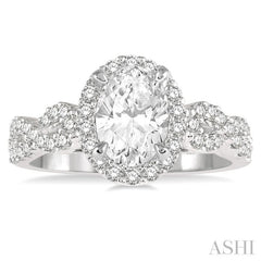 1/2 Ctw Twisted Shank Oval Shape Semi-Mount Round Cut Diamond Engagement Ring in 14K White Gold 1/2 Ctw Twisted Shank Oval Shape Semi-Mount Round Cut Diamond Engagement Ring in 14K White Gold