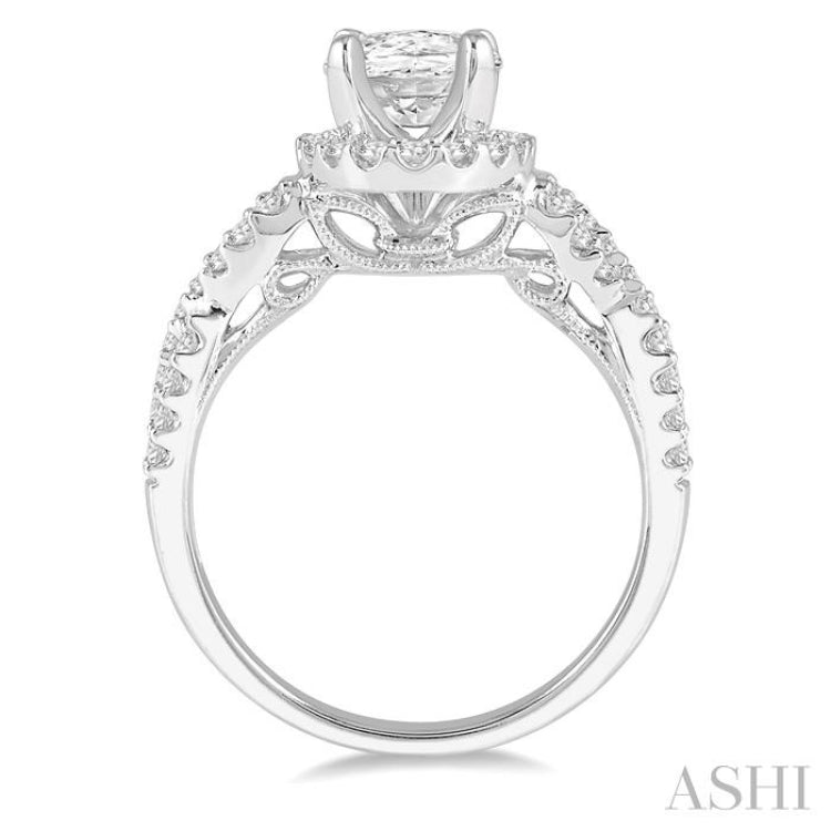 1/2 Ctw Twisted Shank Oval Shape Semi-Mount Round Cut Diamond Engagement Ring in 14K White Gold 1/2 Ctw Twisted Shank Oval Shape Semi-Mount Round Cut Diamond Engagement Ring in 14K White Gold