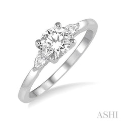 1/5 Ctw Round Center Pear Cut Diamond Semi-Mount Engagement Ring in 14K White Gold 1/5 Ctw Round Center Pear Cut Diamond Semi-Mount Engagement Ring in 14K White Gold